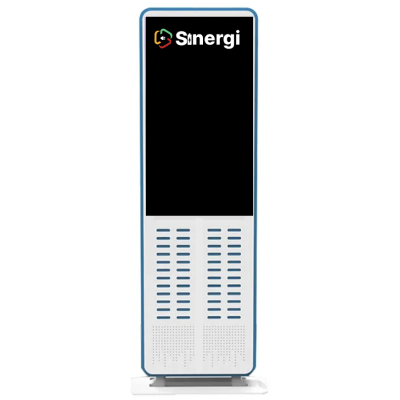 Sinergi Station CS48 - High-capacity charging station with 48 slots for power bank rental. Ideal for high-traffic locations and commercial centers.